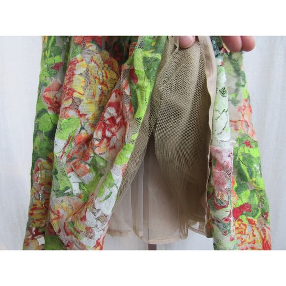 Tracy Reese Size 6 Deconstructed Froth Dress Pink Green Floral Lace Artsy Tank - Picture 6 of 13